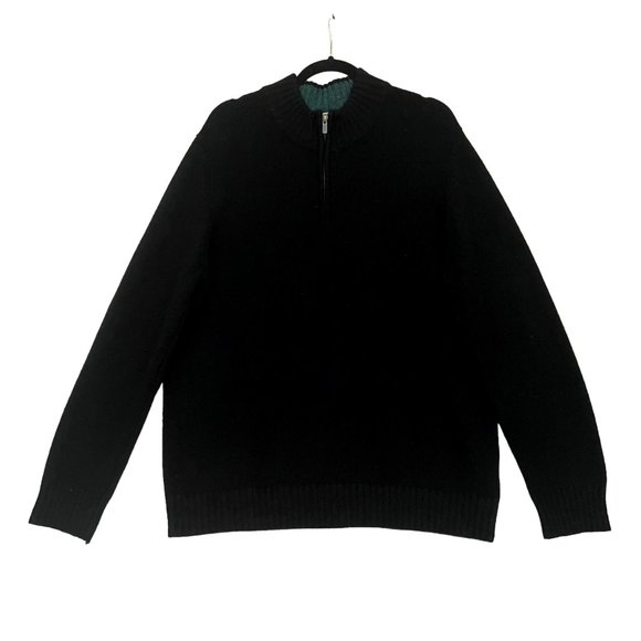 L.L. Bean Other - L.L. Bean Size L Shetland Wool Sweater Elbow Patches Donegal Tweed Quarter Zip